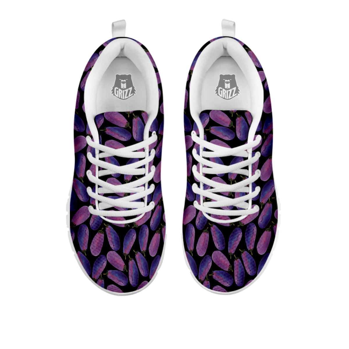 Eggplant Watercolor Print Pattern White Sneaker-grizzshop