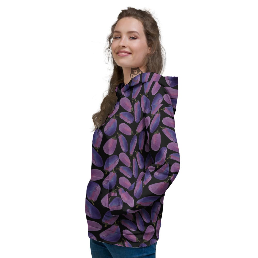Eggplant Watercolor Print Pattern Women's Hoodie-grizzshop