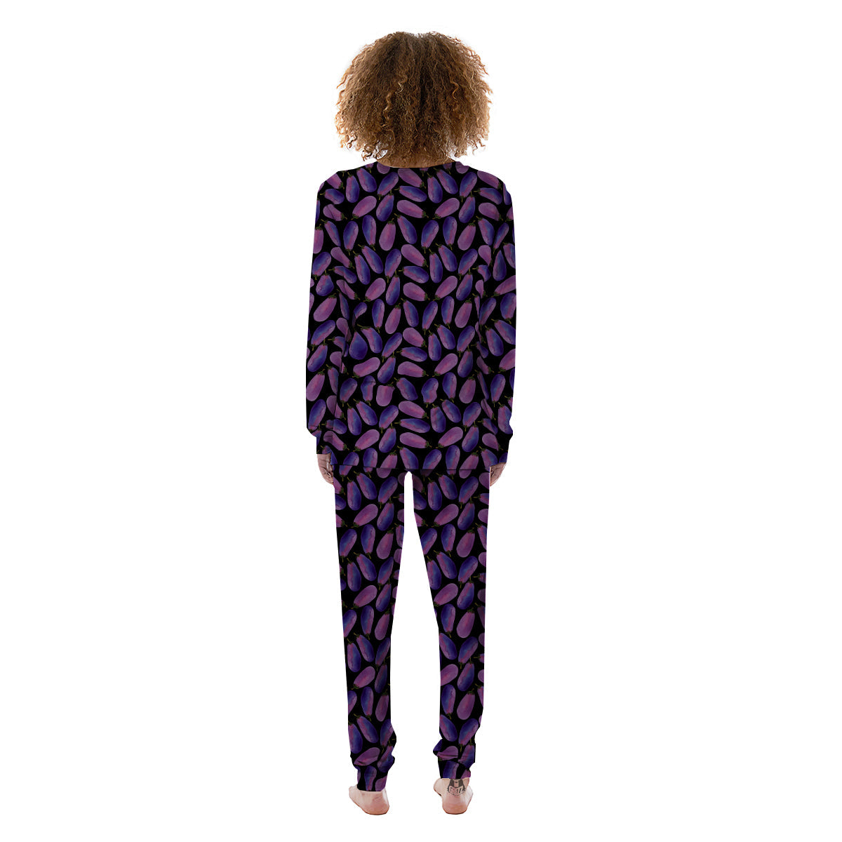 Eggplant Watercolor Print Pattern Women's Pajamas-grizzshop