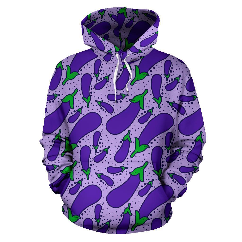 Eggplant Cute Print Pattern Men Women Pullover Hoodie-grizzshop
