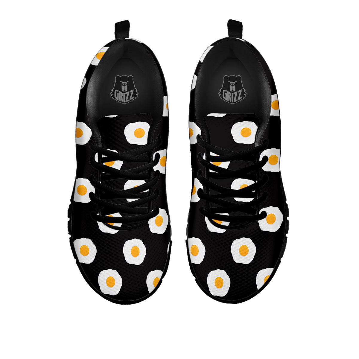 Eggs Black Fried Print Pattern Black Sneaker-grizzshop