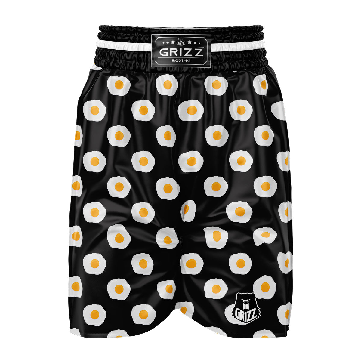 Eggs Black Fried Print Pattern Boxing Shorts-grizzshop