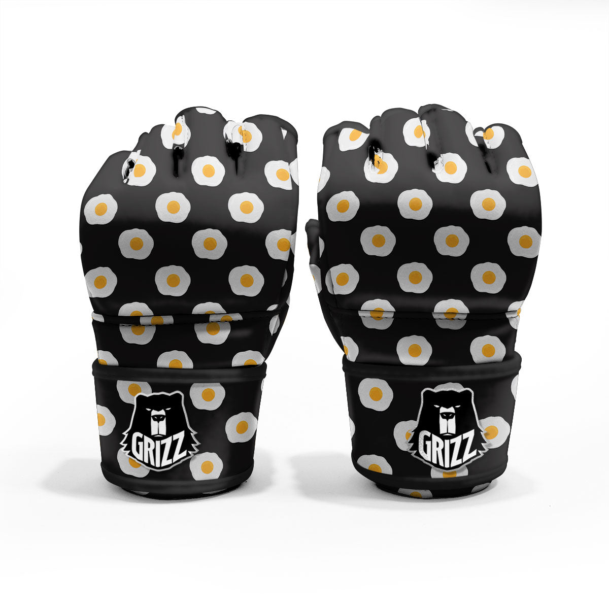 Eggs Black Fried Print Pattern MMA Gloves-grizzshop