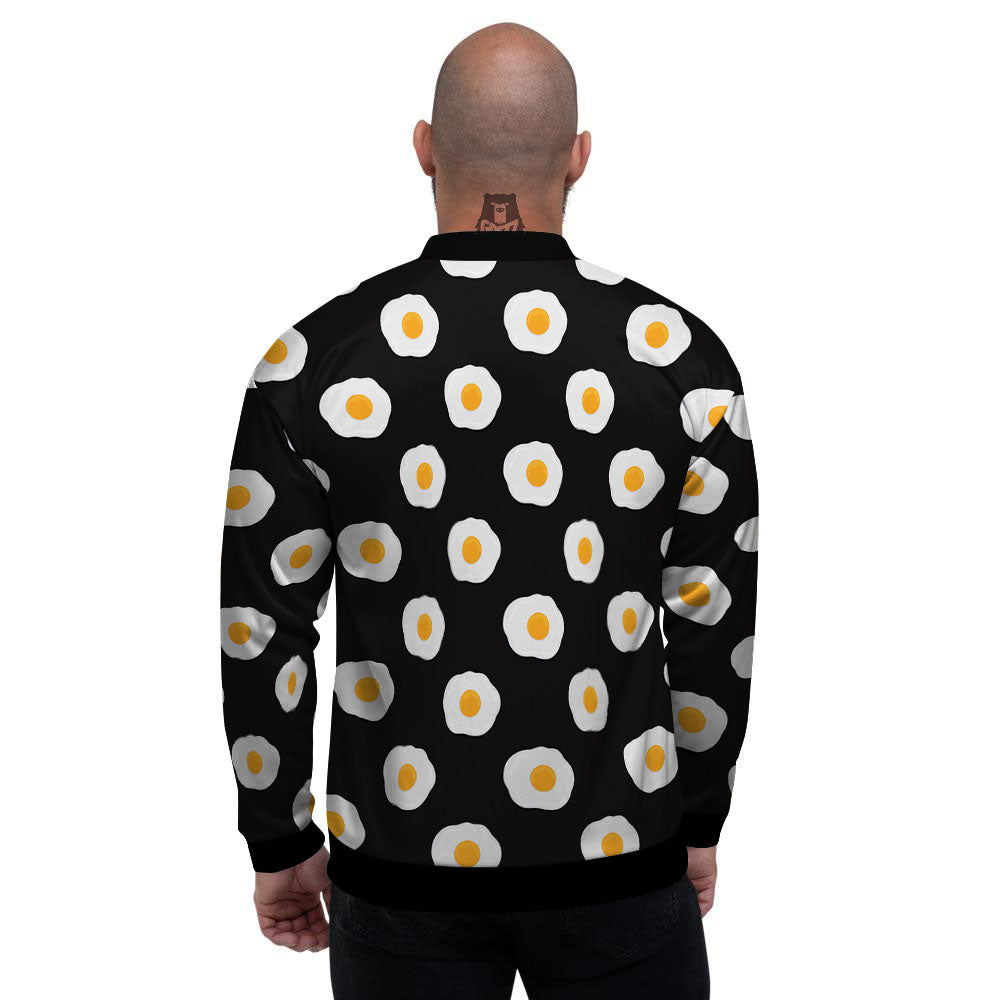 Eggs Black Fried Print Pattern Men's Bomber Jacket-grizzshop