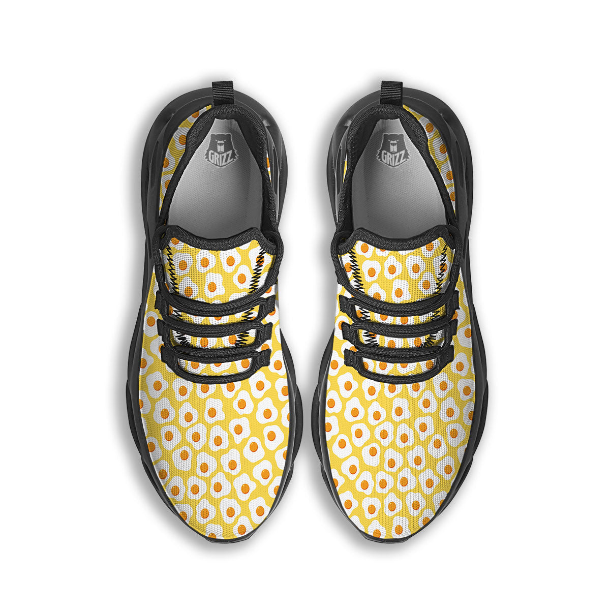 Eggs Print Pattern Black Running Shoes-grizzshop