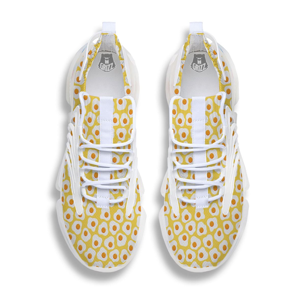 Eggs Print Pattern White Gym Shoes-grizzshop