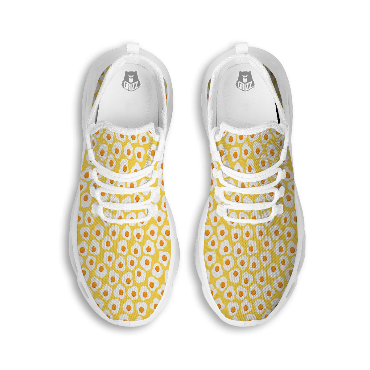 Eggs Print Pattern White Running Shoes-grizzshop