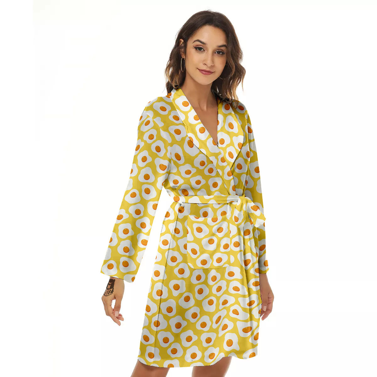 Eggs Print Pattern Women's Robe-grizzshop