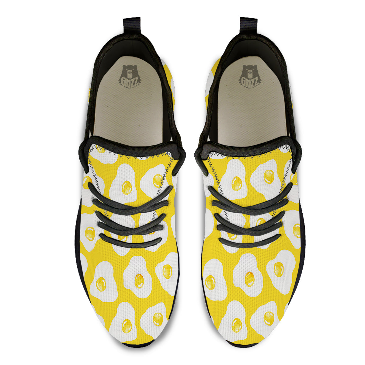 Eggs Yellow Print Pattern Black Athletic Shoes-grizzshop