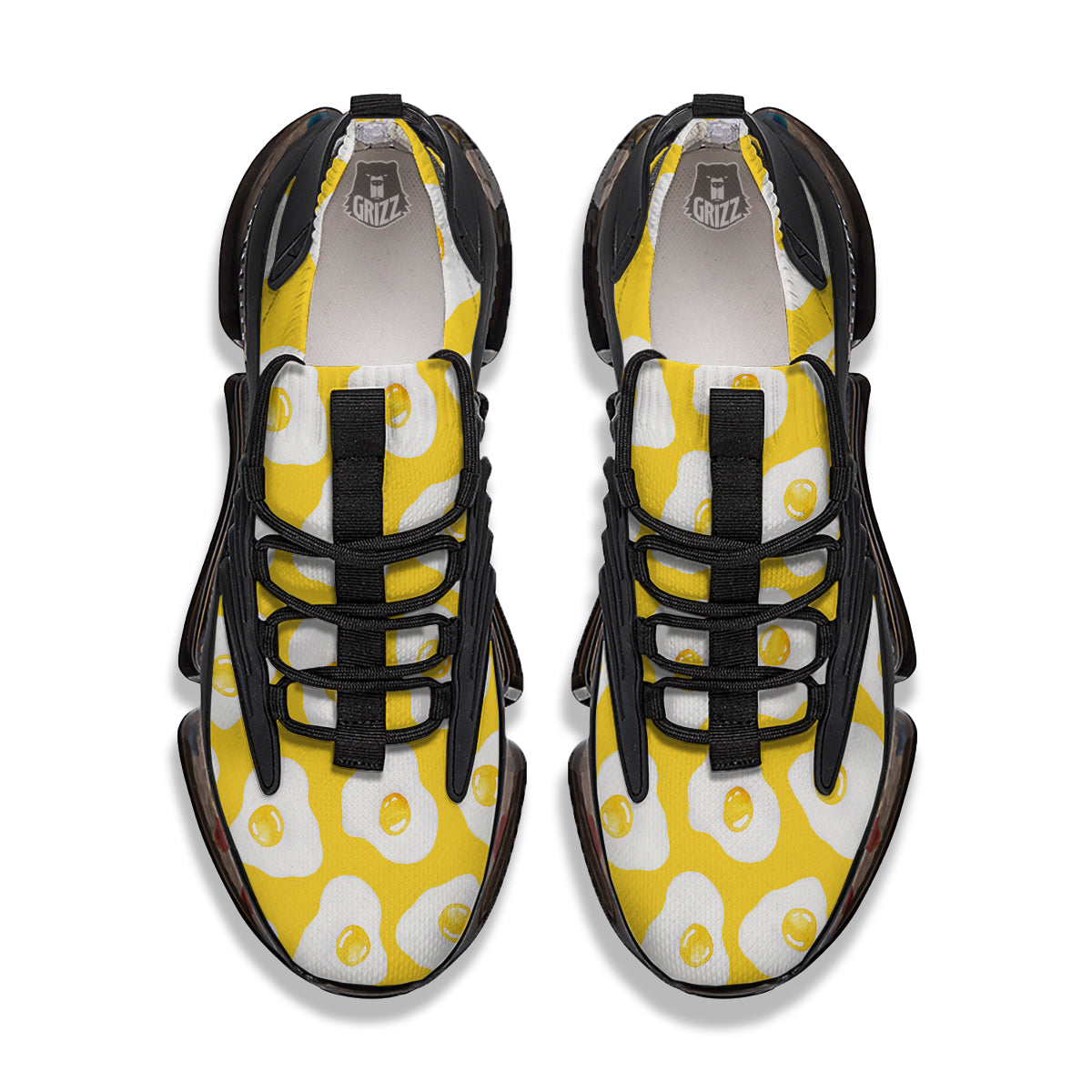 Eggs Yellow Print Pattern Black Gym Shoes-grizzshop