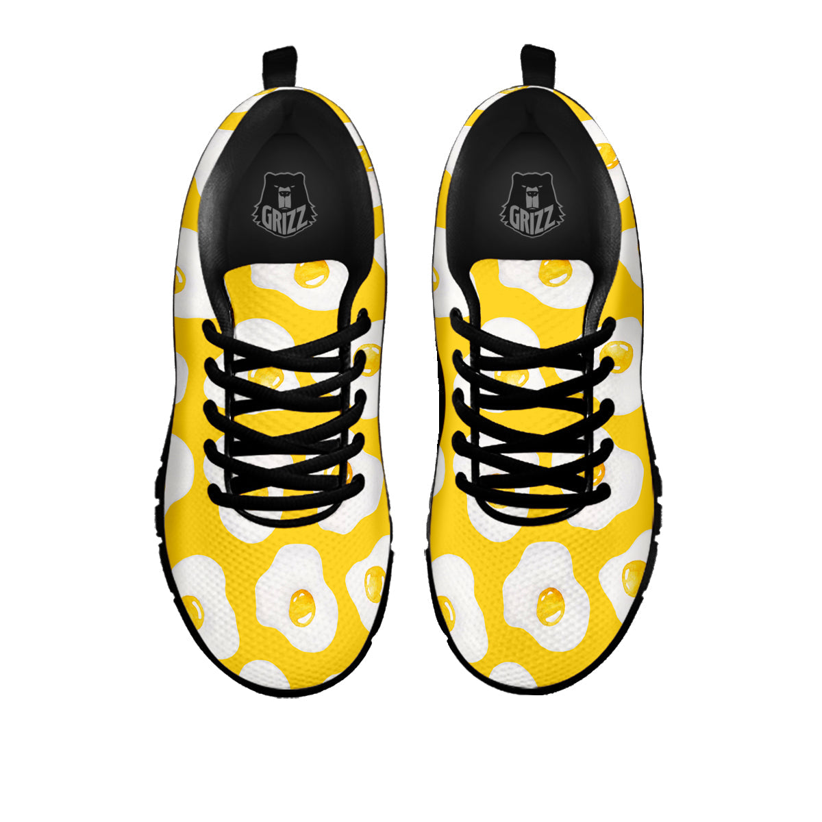 Eggs Yellow Print Pattern Black Sneaker-grizzshop