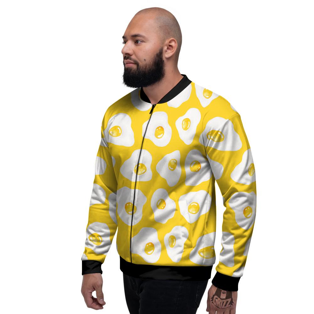 Eggs Yellow Print Pattern Men's Bomber Jacket-grizzshop