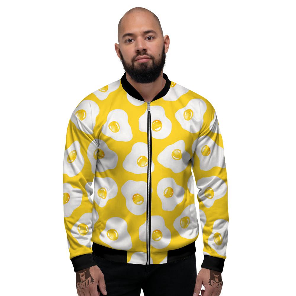 Eggs Yellow Print Pattern Men's Bomber Jacket-grizzshop