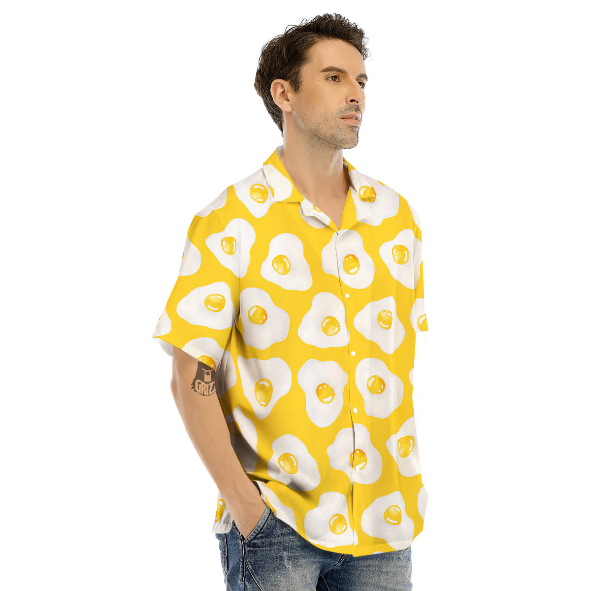 Eggs Yellow Print Pattern Men's Hawaiian Shirt-grizzshop