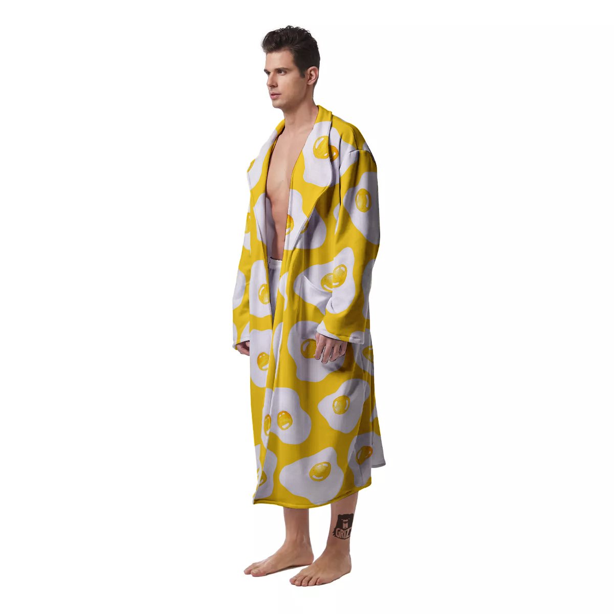 Eggs Yellow Print Pattern Men's Robe-grizzshop