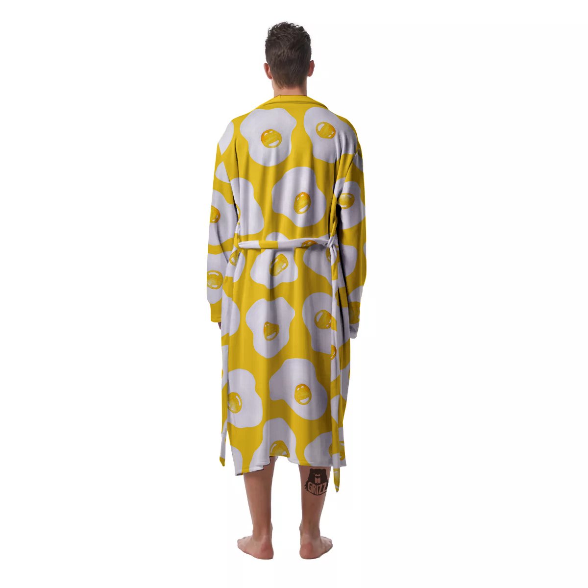 Eggs Yellow Print Pattern Men's Robe-grizzshop