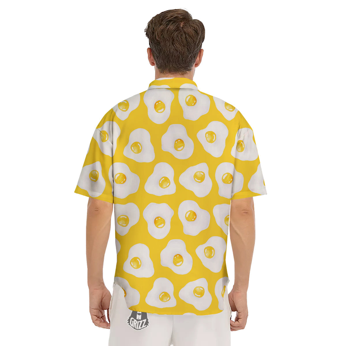 Eggs Yellow Print Pattern Men's Short Sleeve Shirts-grizzshop