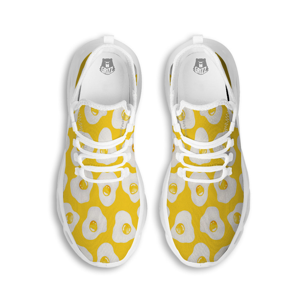 Eggs Yellow Print Pattern White Running Shoes-grizzshop
