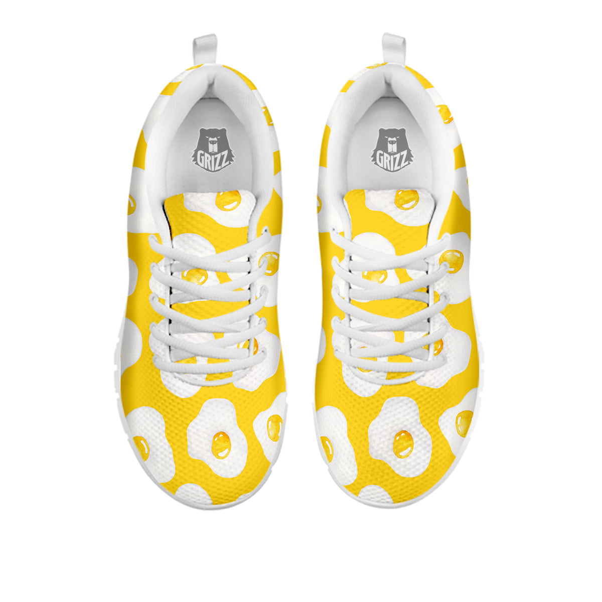 Eggs Yellow Print Pattern White Sneaker-grizzshop
