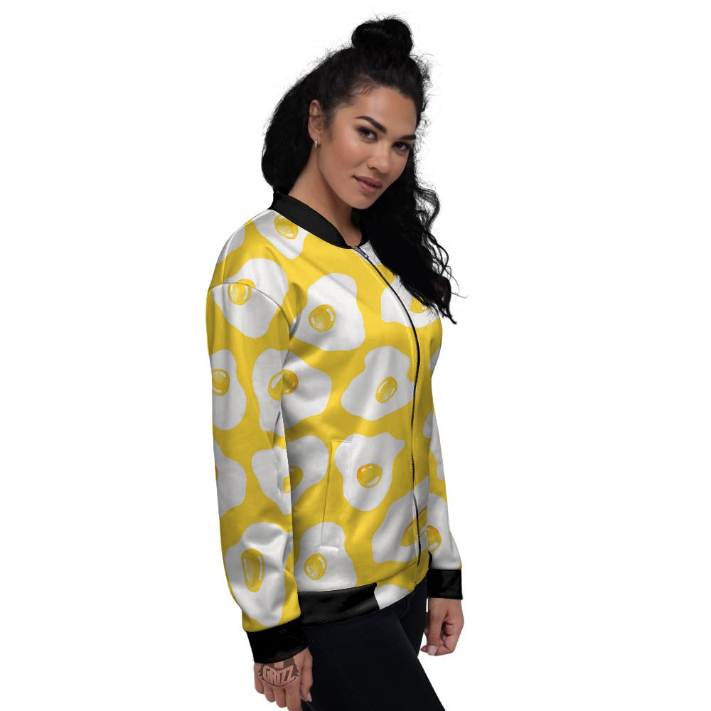 Eggs Yellow Print Pattern Women's Bomber Jacket-grizzshop