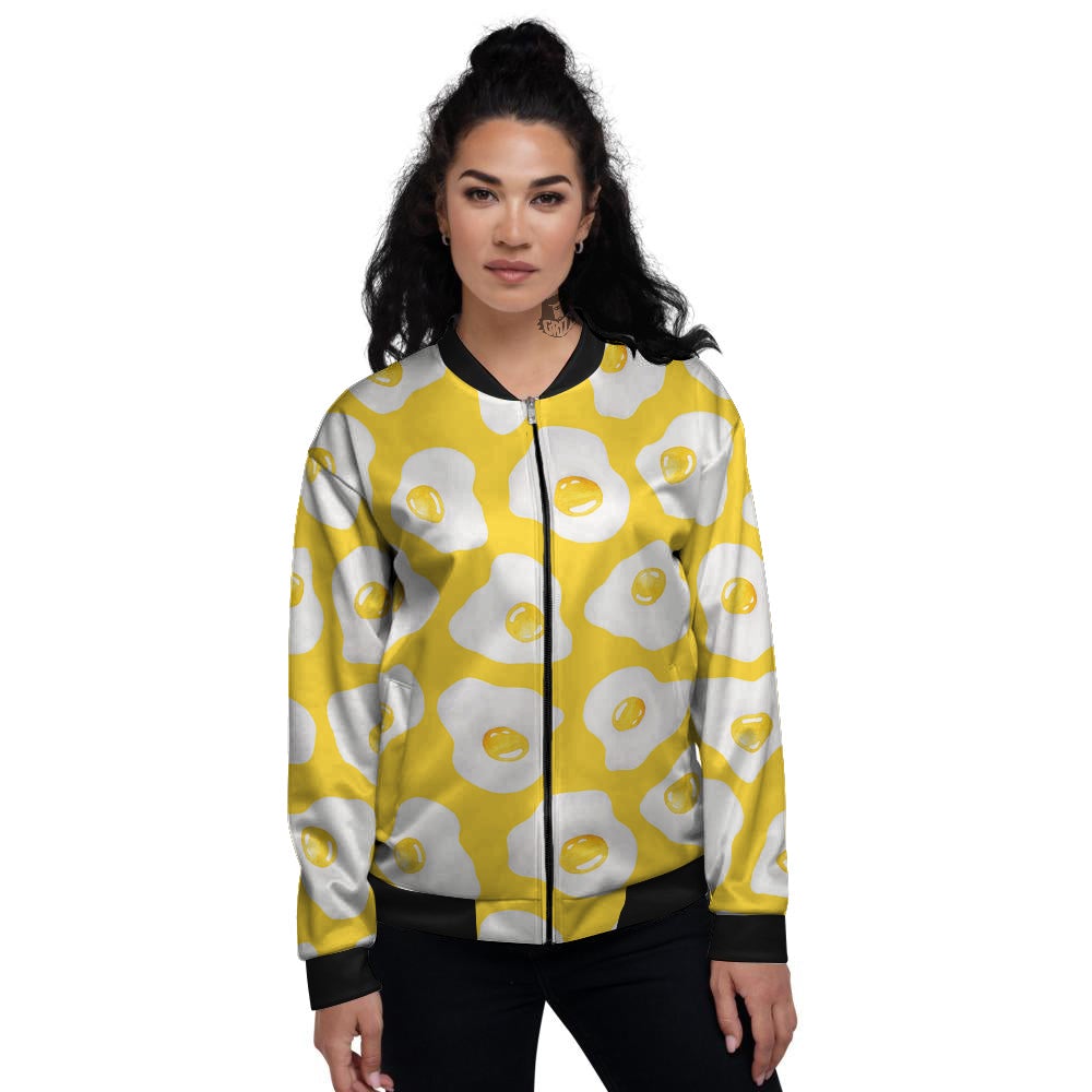 Eggs Yellow Print Pattern Women's Bomber Jacket-grizzshop