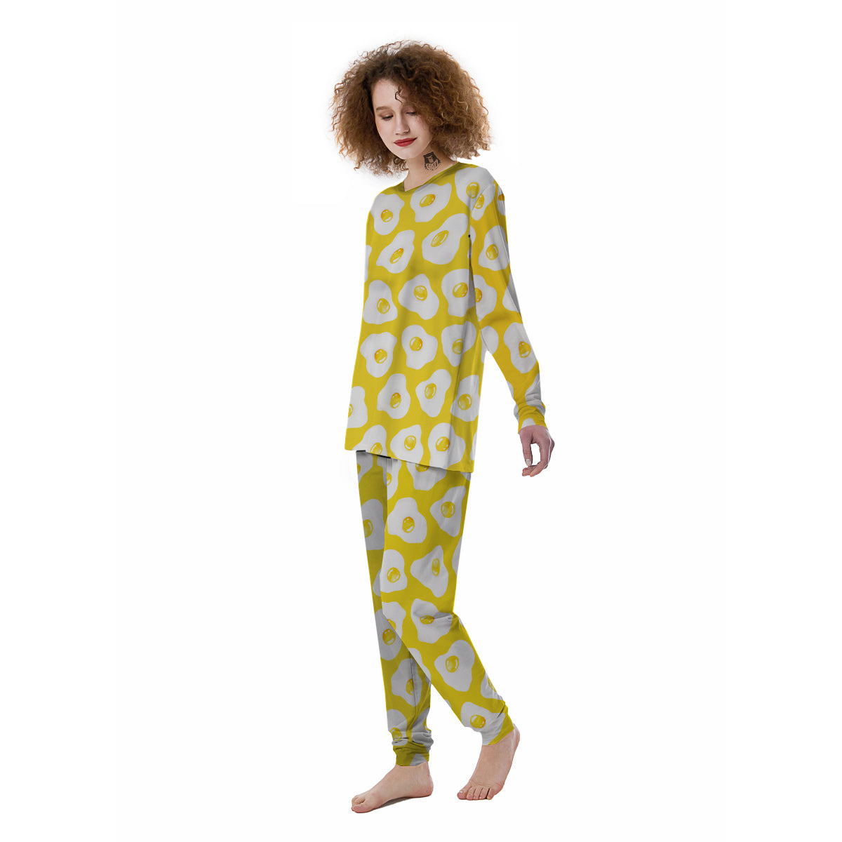 Eggs Yellow Print Pattern Women's Pajamas-grizzshop