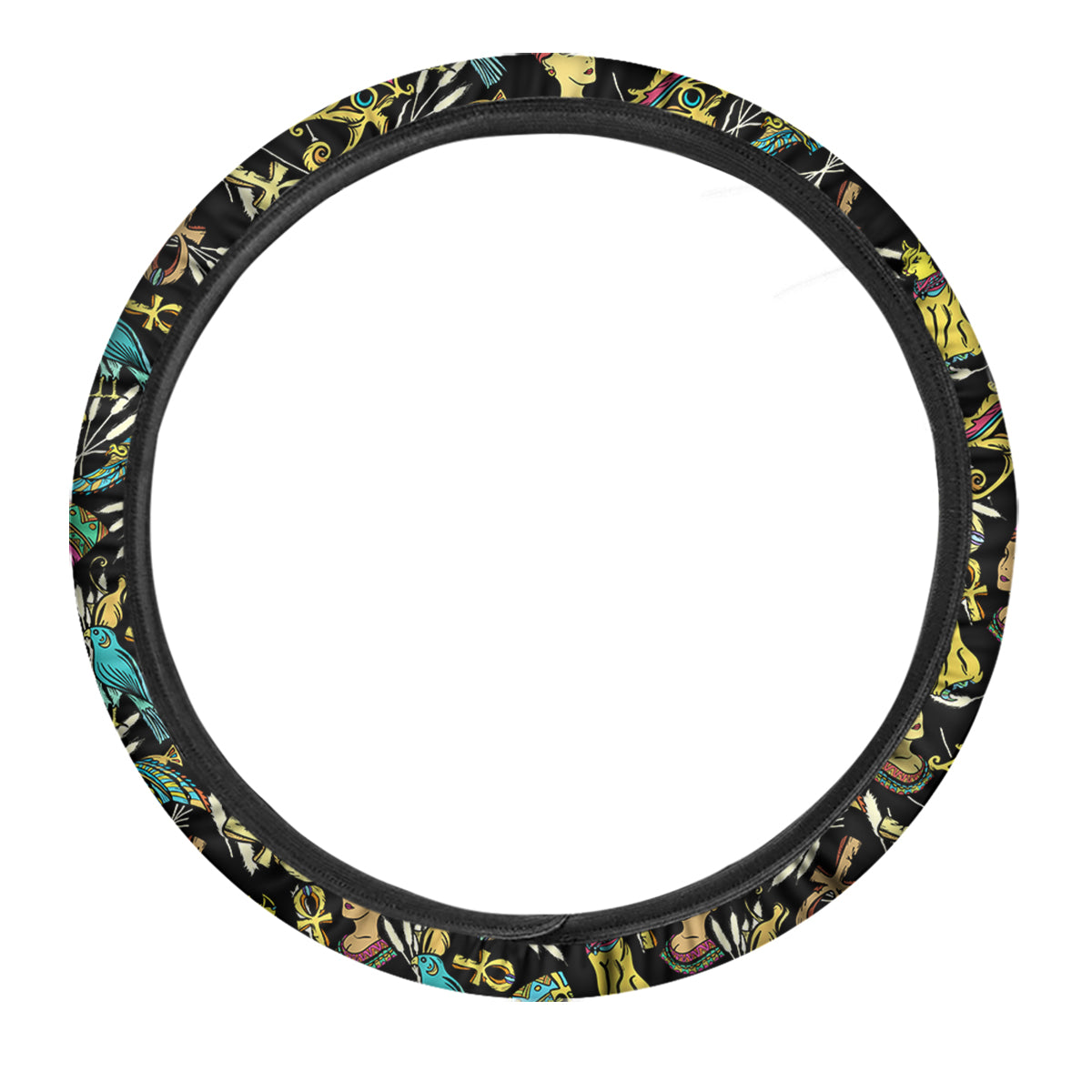 Egypt Ancient Print Pattern Car Steering Wheel Cover-grizzshop