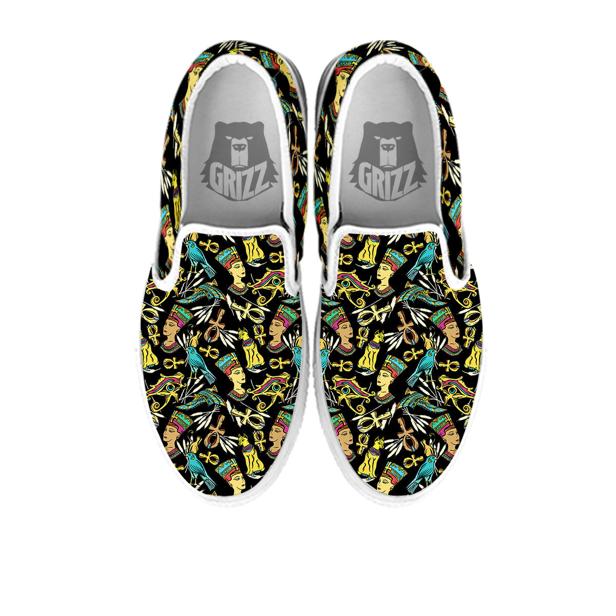 Egypt Ancient Print Pattern White Slip On Shoes-grizzshop