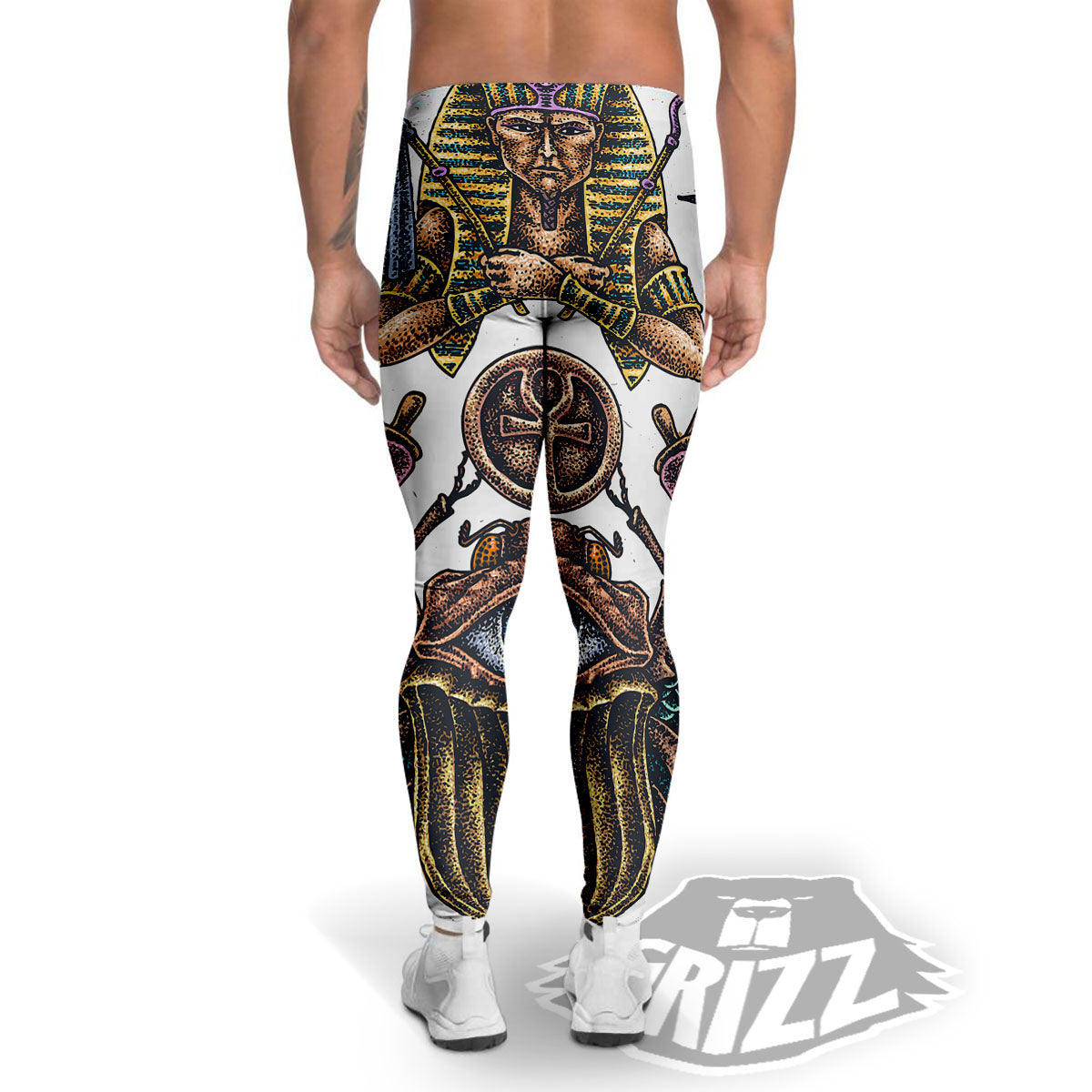 Egypt Hand Drawn Print Men's Leggings-grizzshop