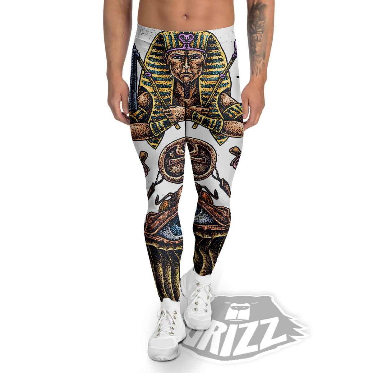 Egypt Hand Drawn Print Men's Leggings-grizzshop