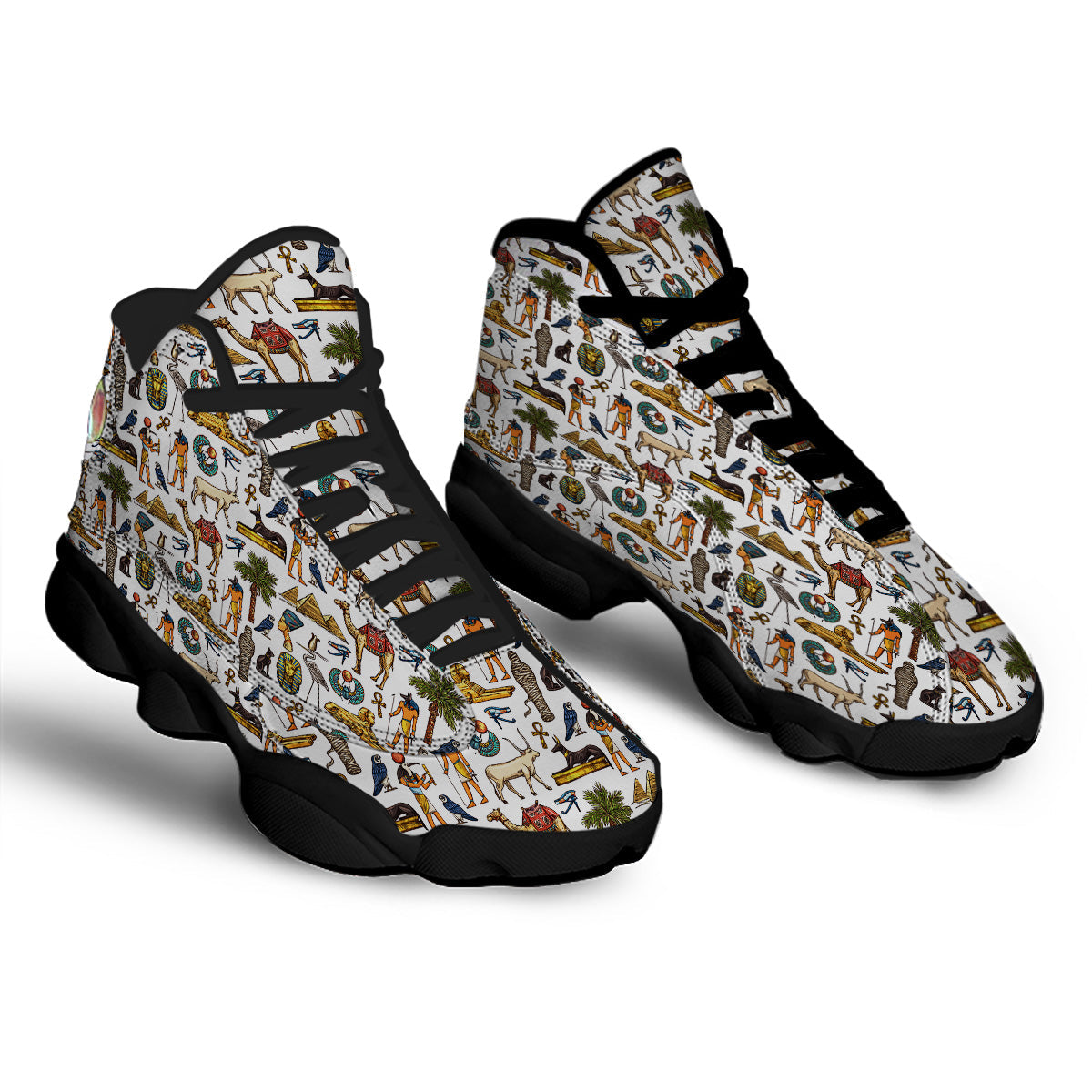Egypt Religion Symbols Print Pattern Black Basketball Shoes-grizzshop