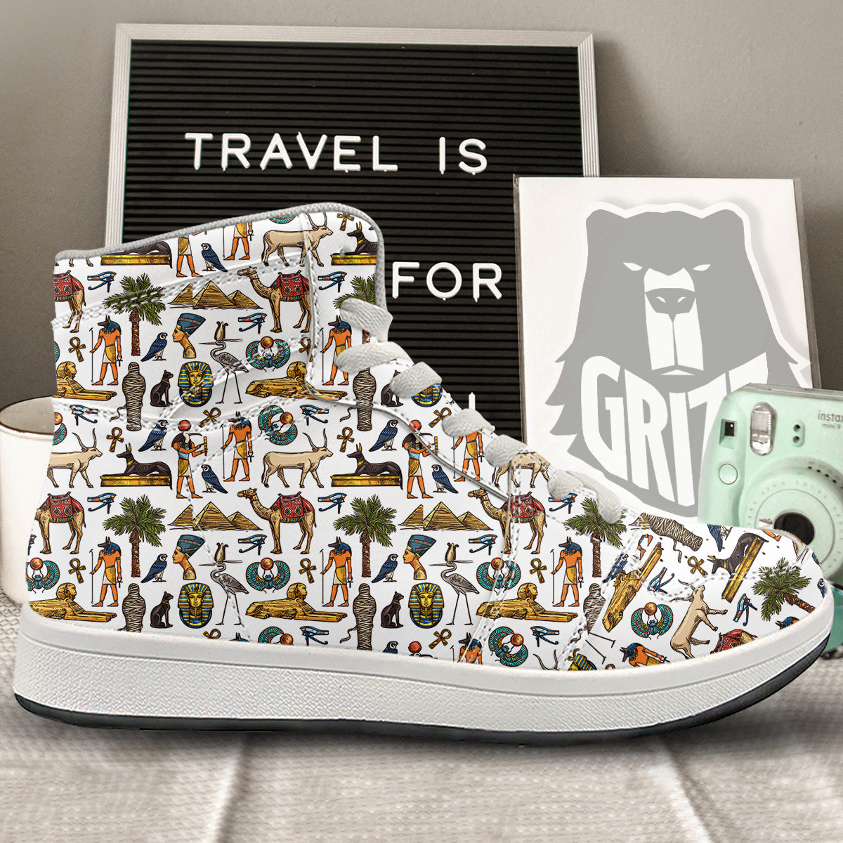 Egypt Religion Symbols Print Pattern High Top Sneakers-grizzshop