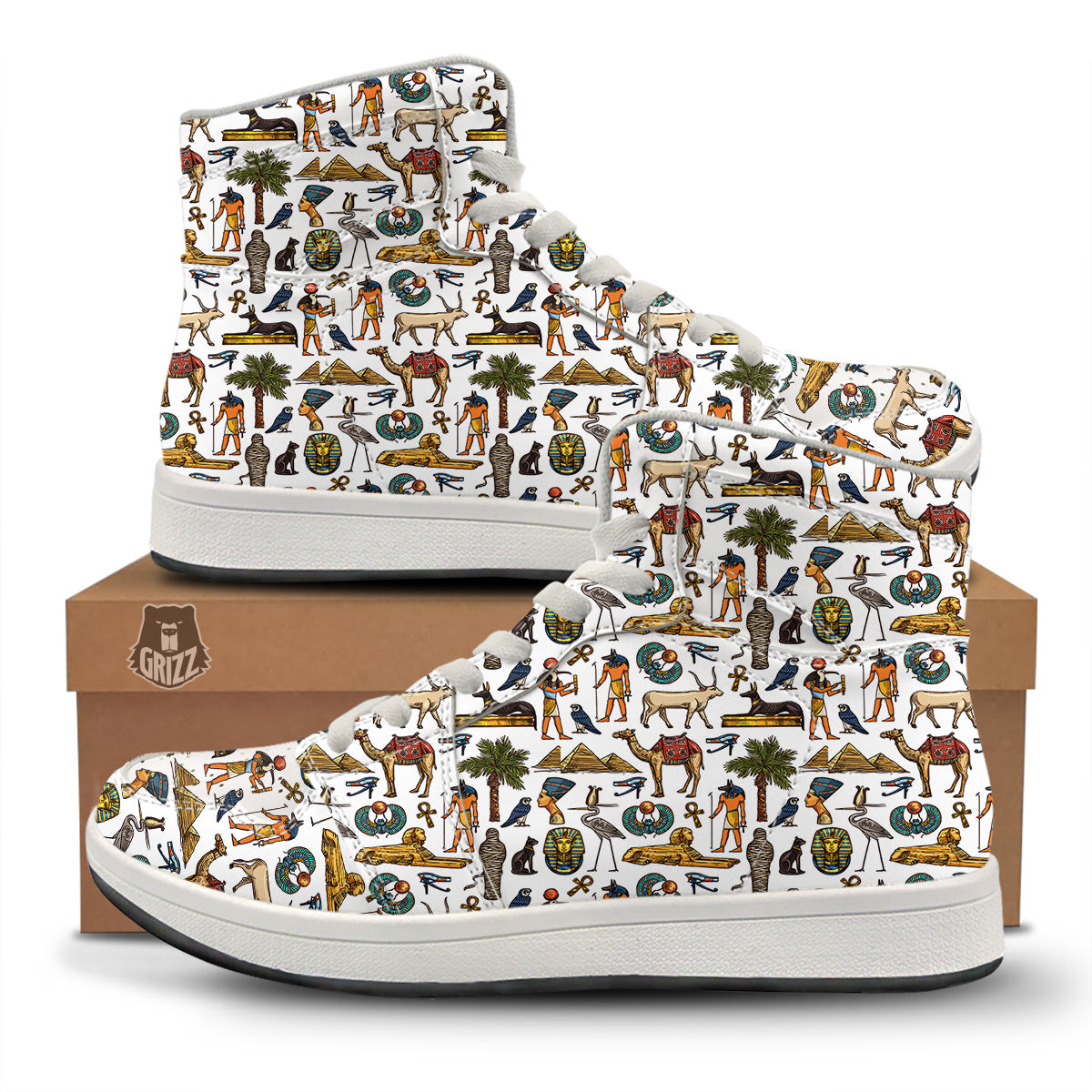 Egypt Religion Symbols Print Pattern High Top Sneakers-grizzshop