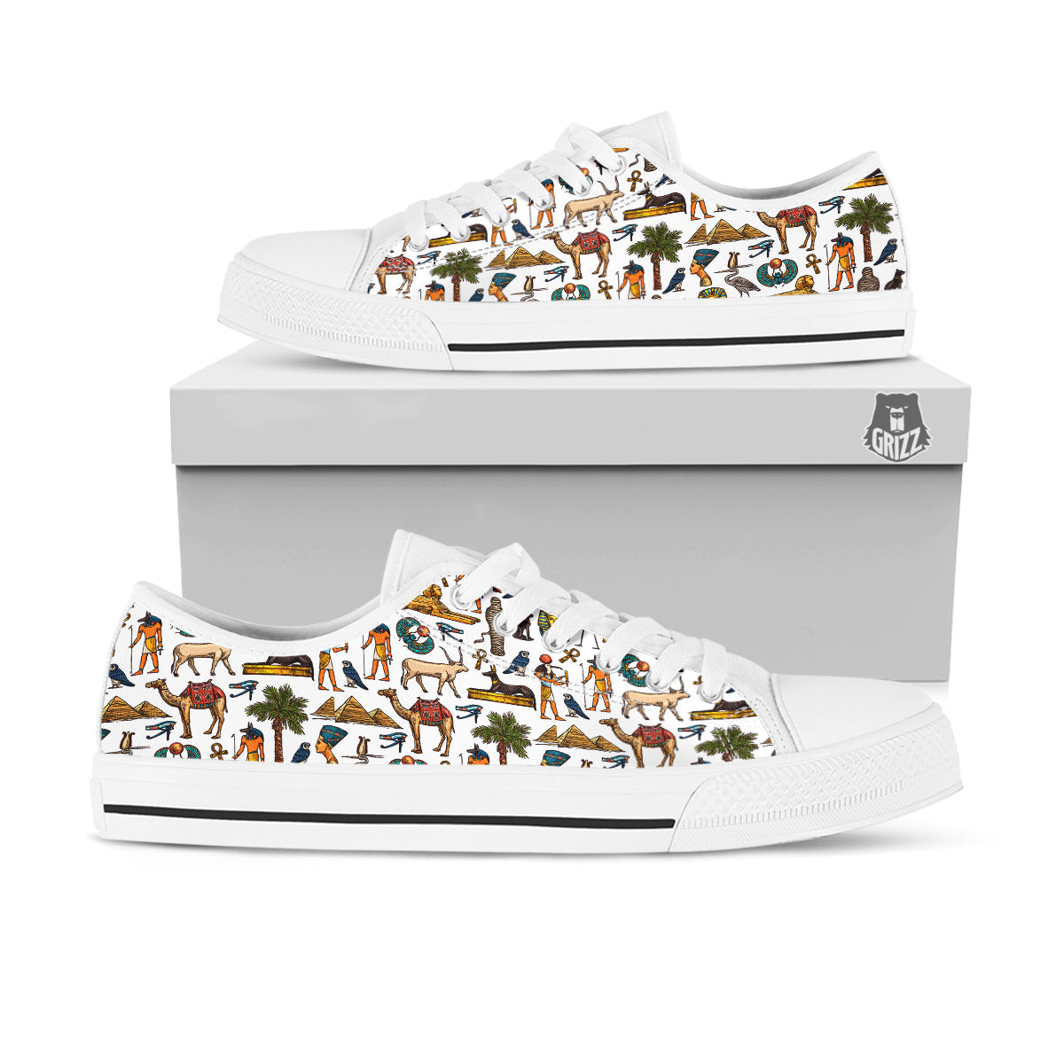 Egypt Religion Symbols Print Pattern White Low Top Shoes-grizzshop