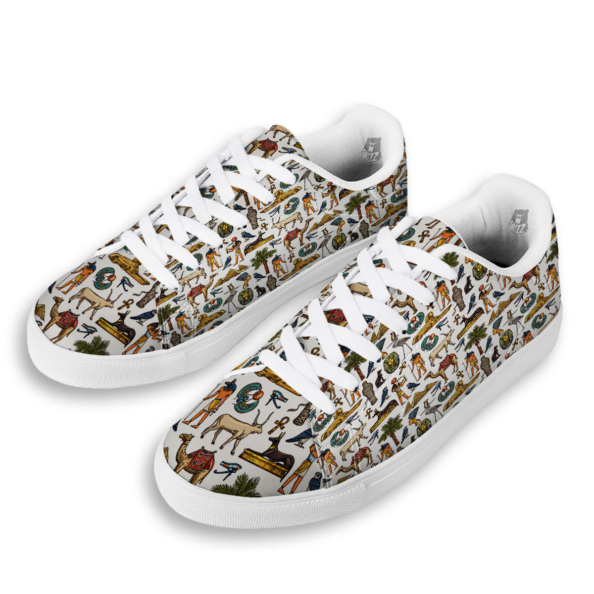 Egypt Religion Symbols Print Pattern White Low Top Sneakers-grizzshop