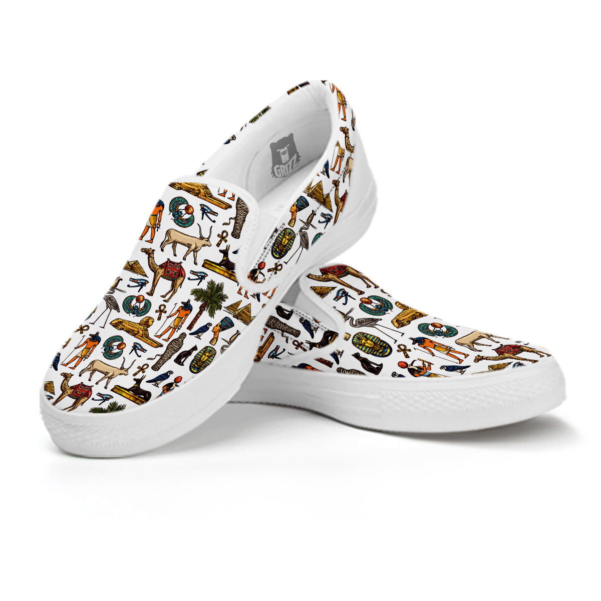 Egypt Religion Symbols Print Pattern White Slip On Shoes-grizzshop