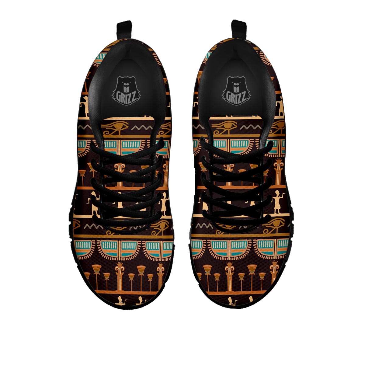 Egypt Tribal Print Pattern Black Sneaker-grizzshop