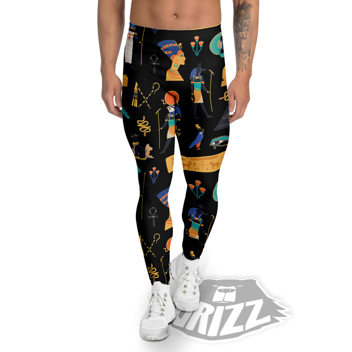 Egyptian Ancient Print Pattern Men's Leggings-grizzshop