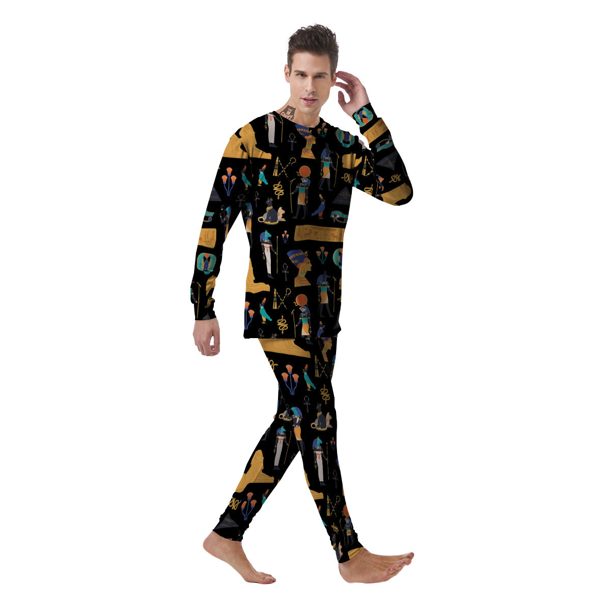 Egyptian Ancient Print Pattern Men's Pajamas-grizzshop