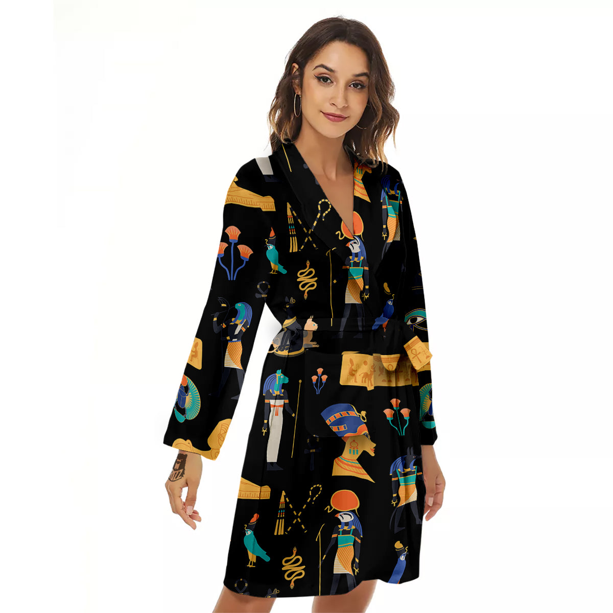 Egyptian Ancient Print Pattern Women's Robe-grizzshop