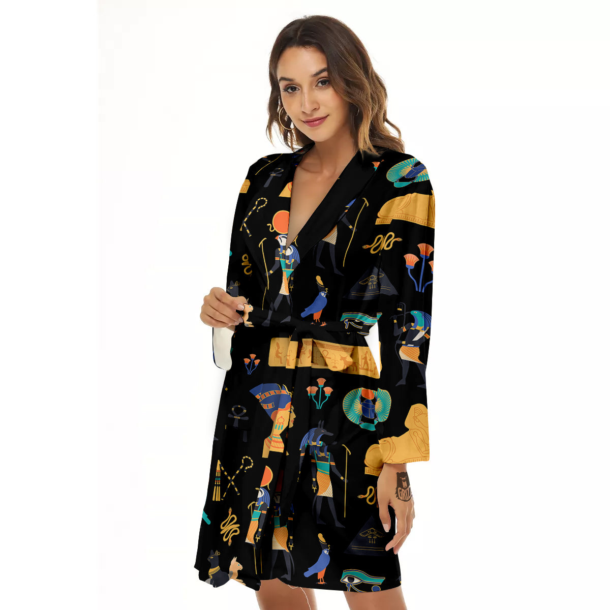 Egyptian Ancient Print Pattern Women's Robe-grizzshop