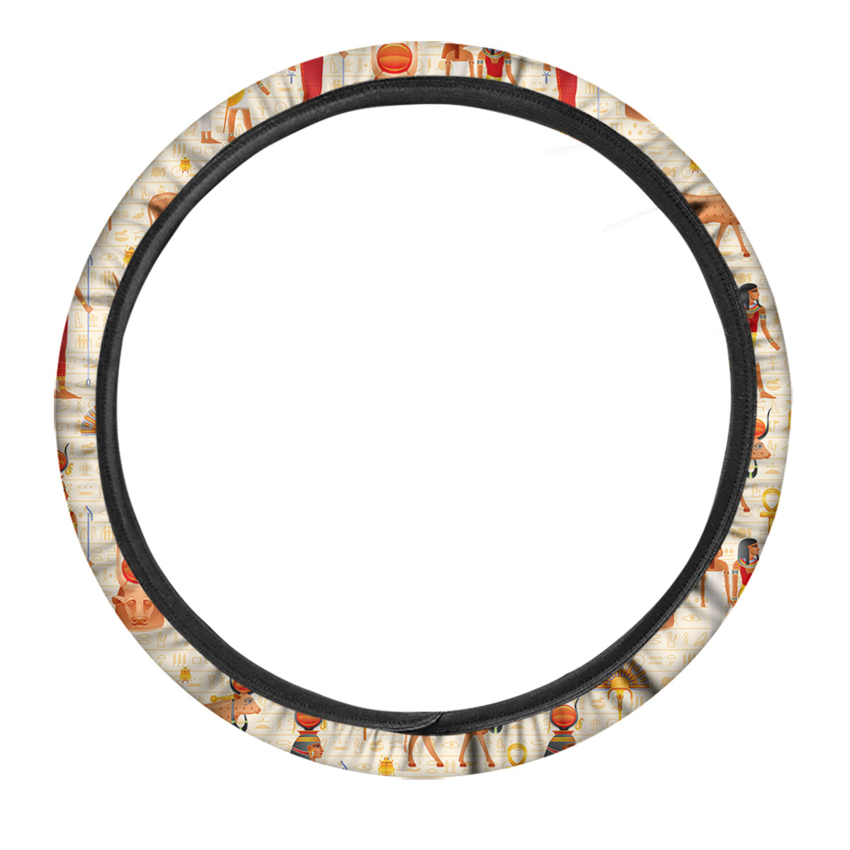 Egyptian Cow Hathor Goddess Print Pattern Car Steering Wheel Cover-grizzshop