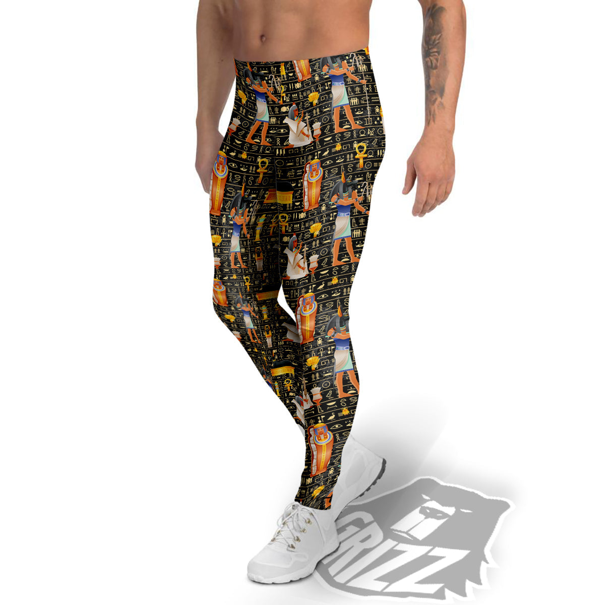 Egyptian Jackal Anubis God Print Pattern Men's Leggings-grizzshop