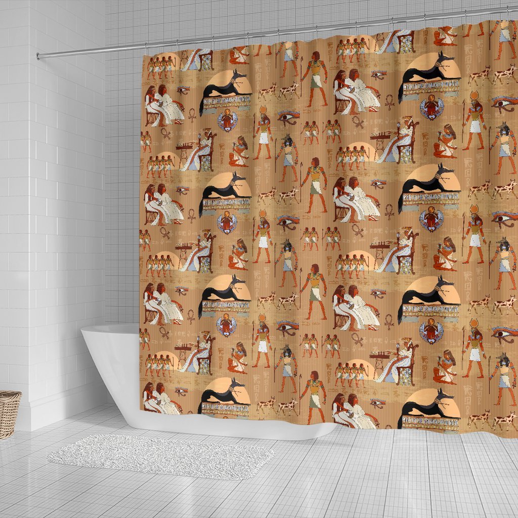 Egyptian Pattern Print Bathroom Shower Curtain-grizzshop