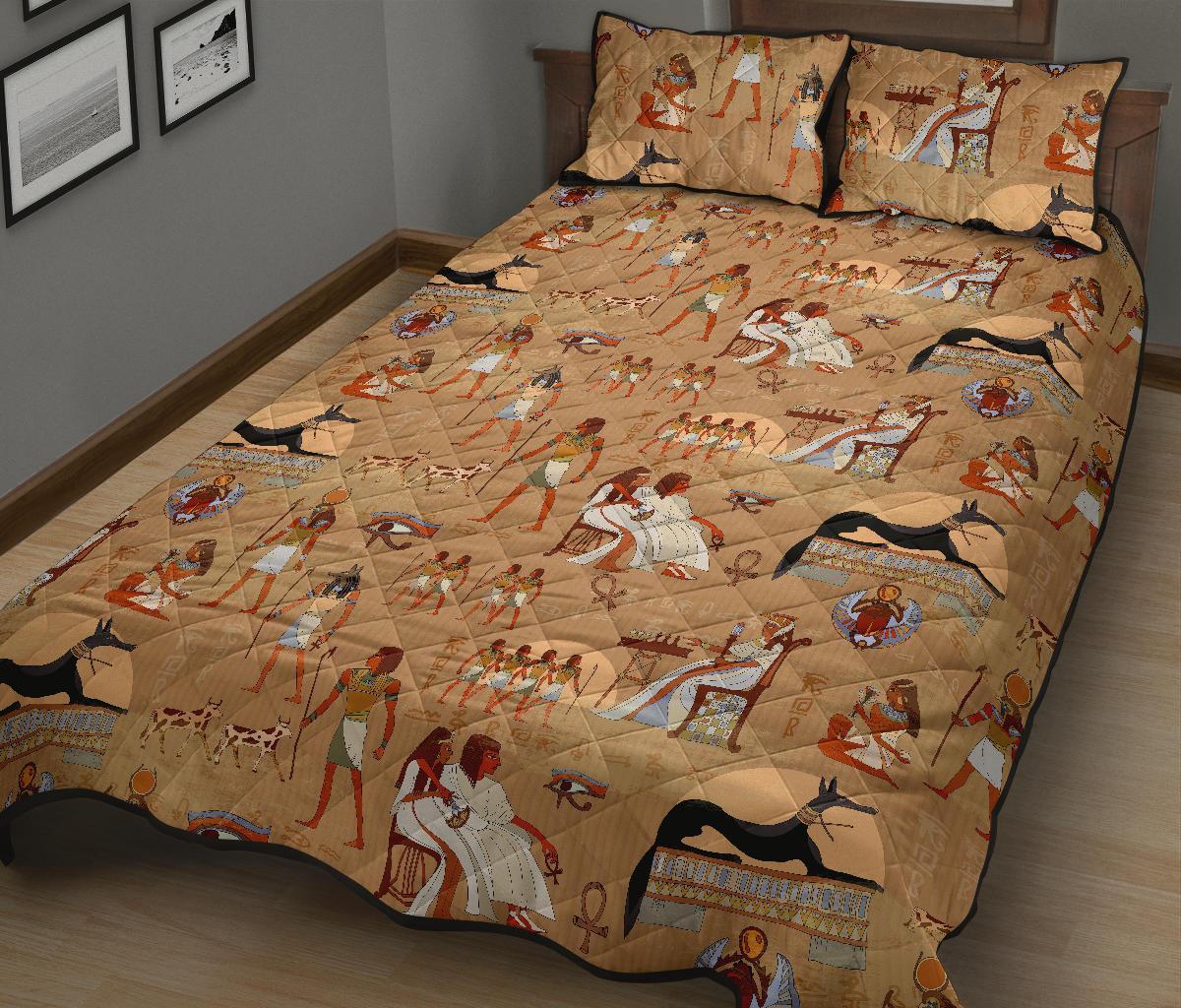 Egyptian Pattern Print Bed Set Quilt-grizzshop