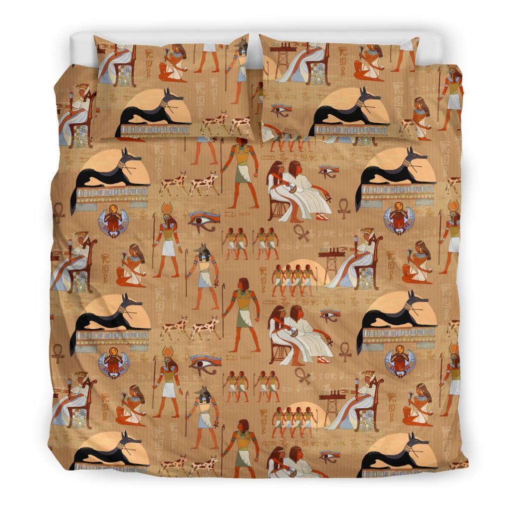 Egyptian Pattern Print Duvet Cover Bedding Set-grizzshop