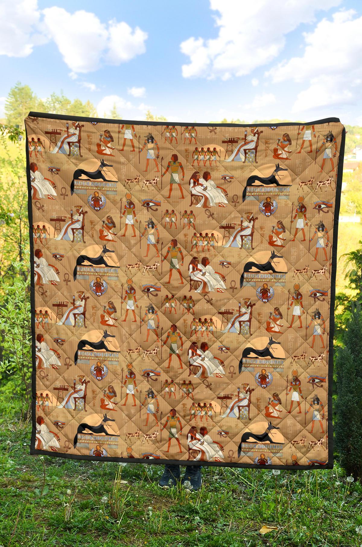 Egyptian Pattern Print Quilt-grizzshop