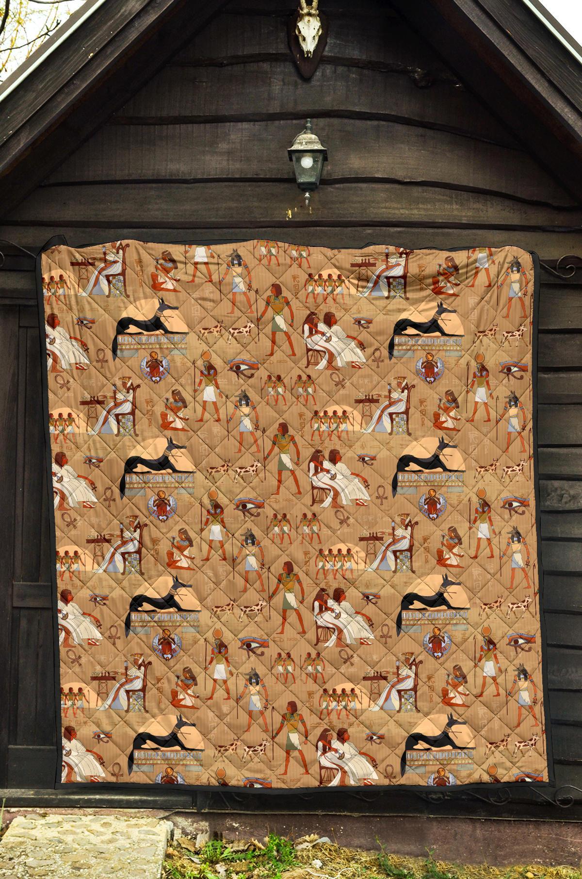 Egyptian Pattern Print Quilt-grizzshop