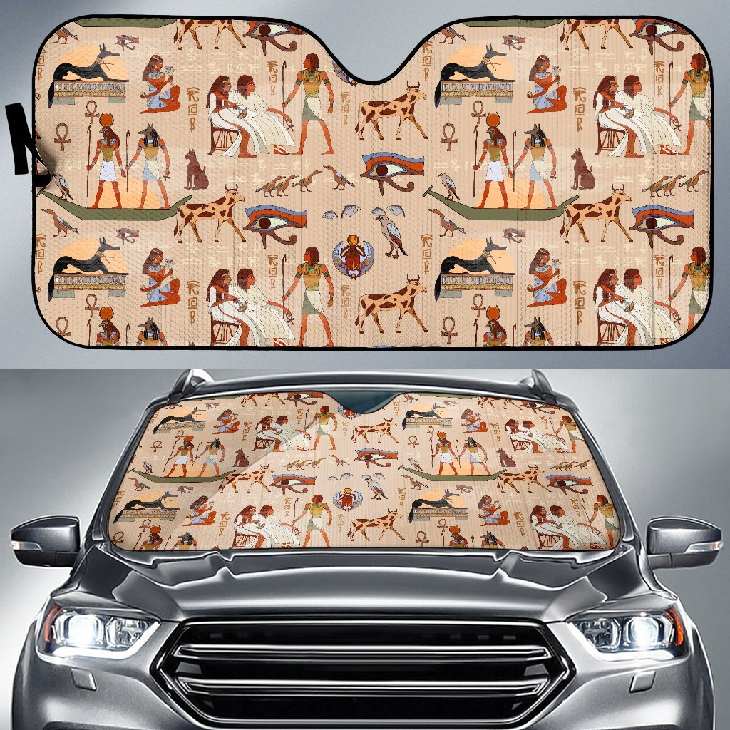 Egyptian Print Pattern Car Sun Shade-grizzshop