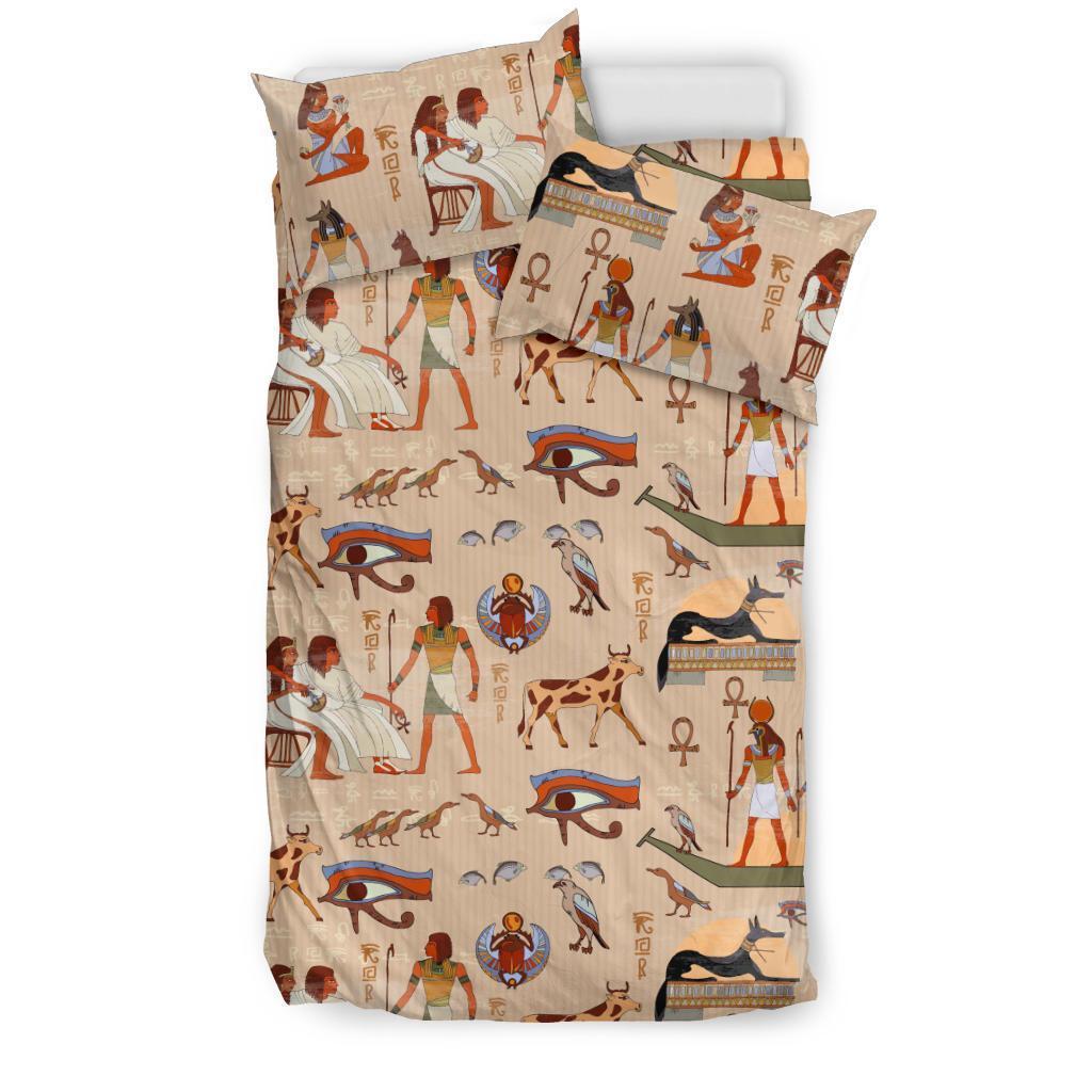 Egyptian Print Pattern Duvet Cover Bedding Set-grizzshop
